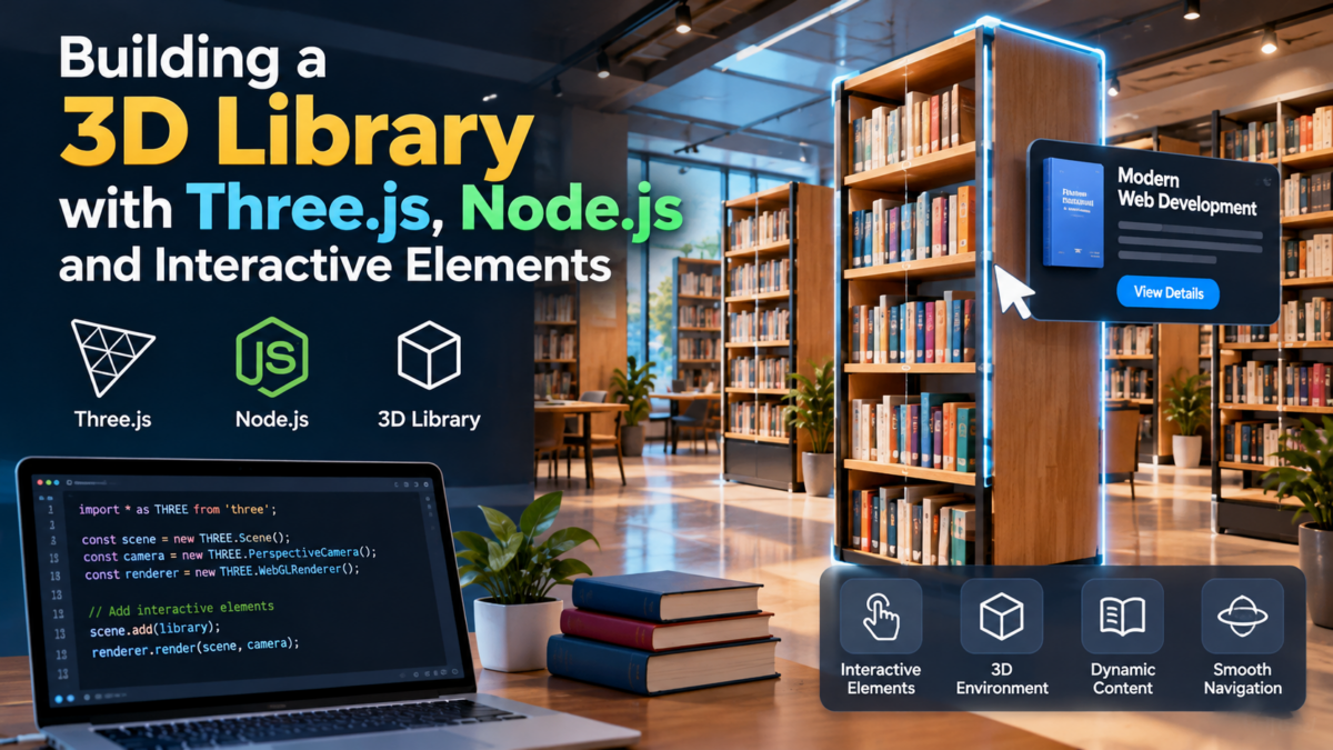 Building a 3D Library with Three.js Nodejs Library and Interactive Elements